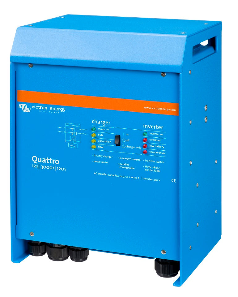 VICTRON QUATTRO INVERTER CHARGER 12/3000/120A - 50A TRANSFER SWITCH