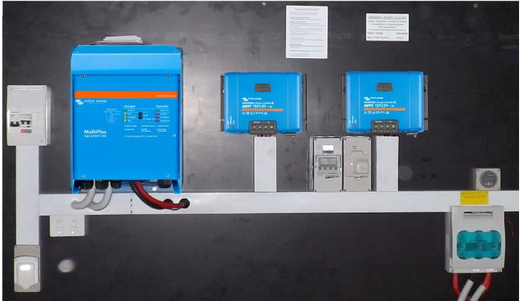 Our Complete Pre-Wired Off Grid/Hybrid boards makes for an easy install. Custom Made By Our CEC Qualified Off Grid Installers for applications such as Sheds, RV's, motorhomes and caravans.